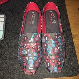 BOBS Skechers Women's Plush Robochic Flats Size 10 Robots Hearts Slip On…